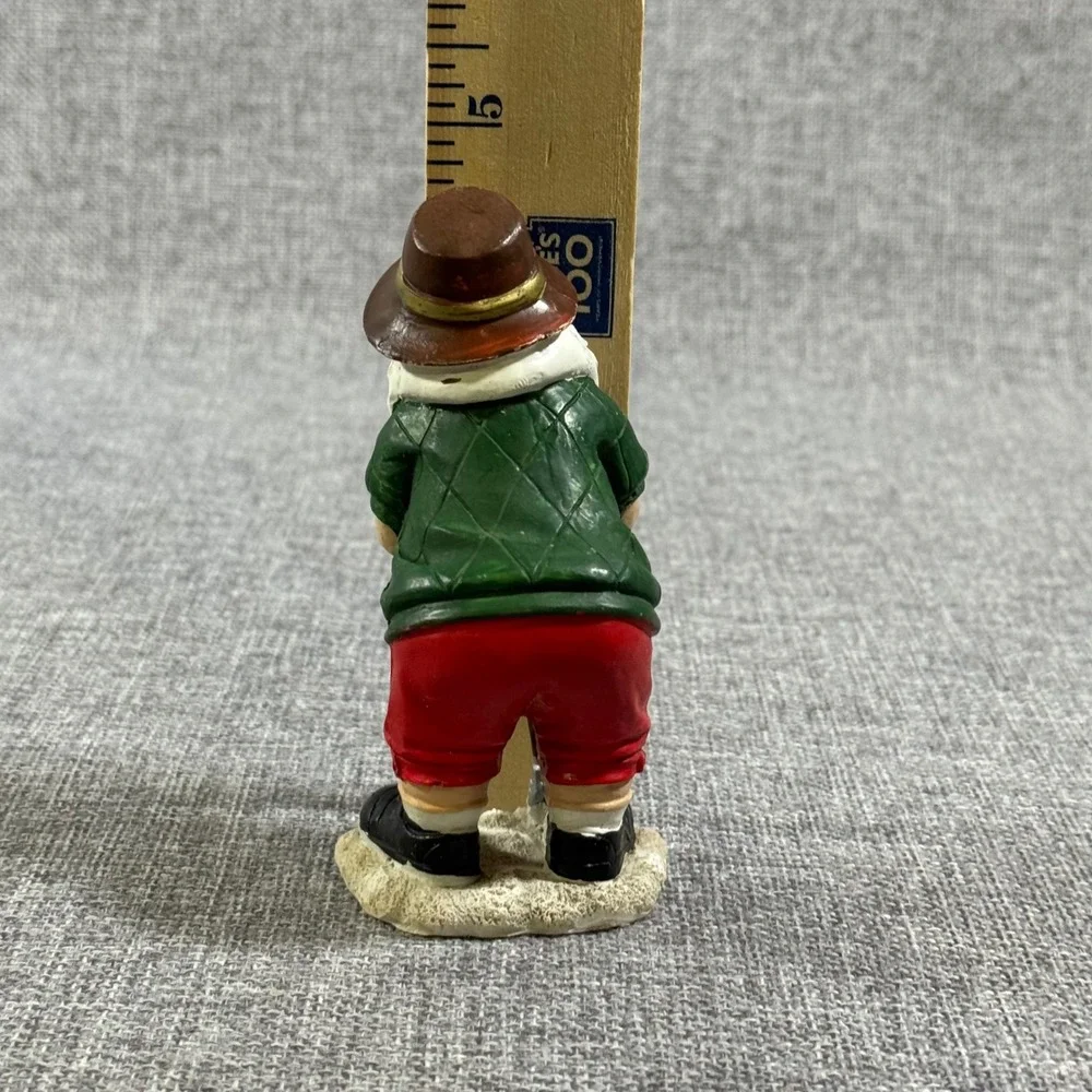 VTG Santa Claus Golfing Figurine Green Red Resin Sporty Holiday Gift Men Decor